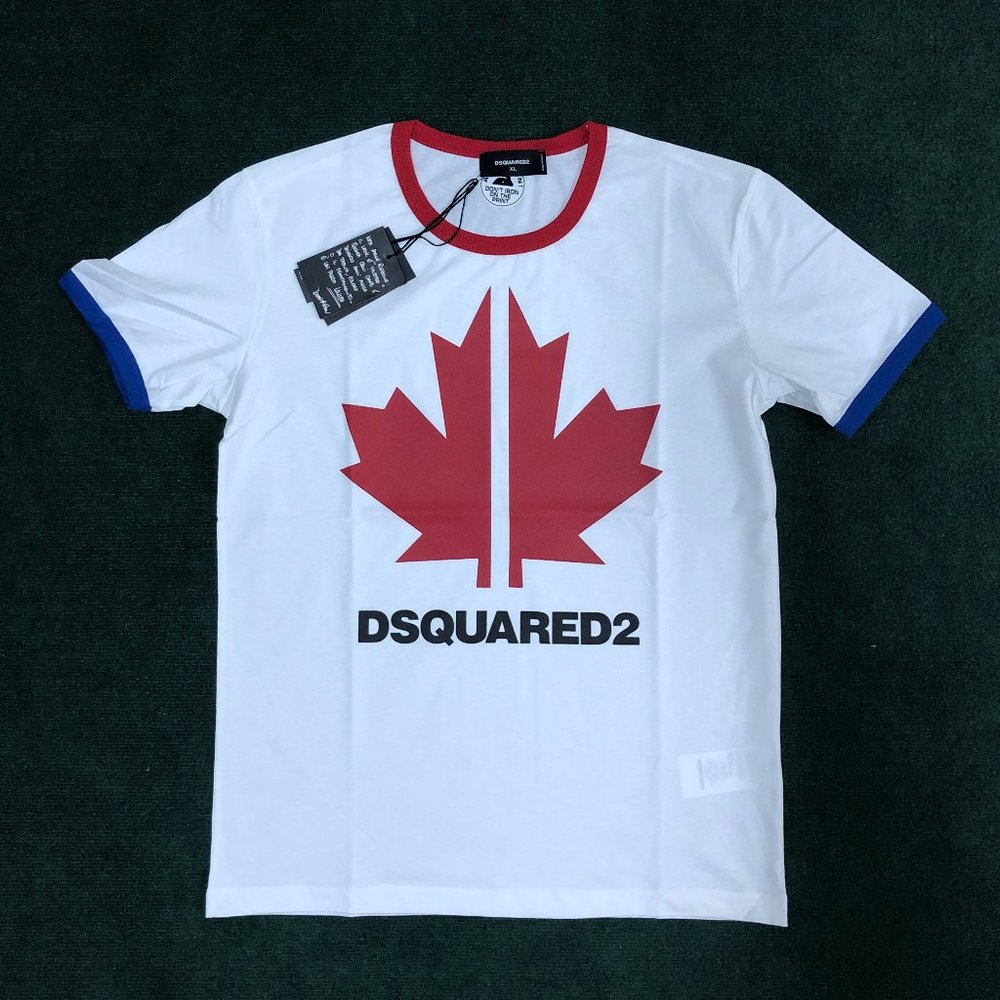 Dsquared Men Chest Printed White T-Shirt